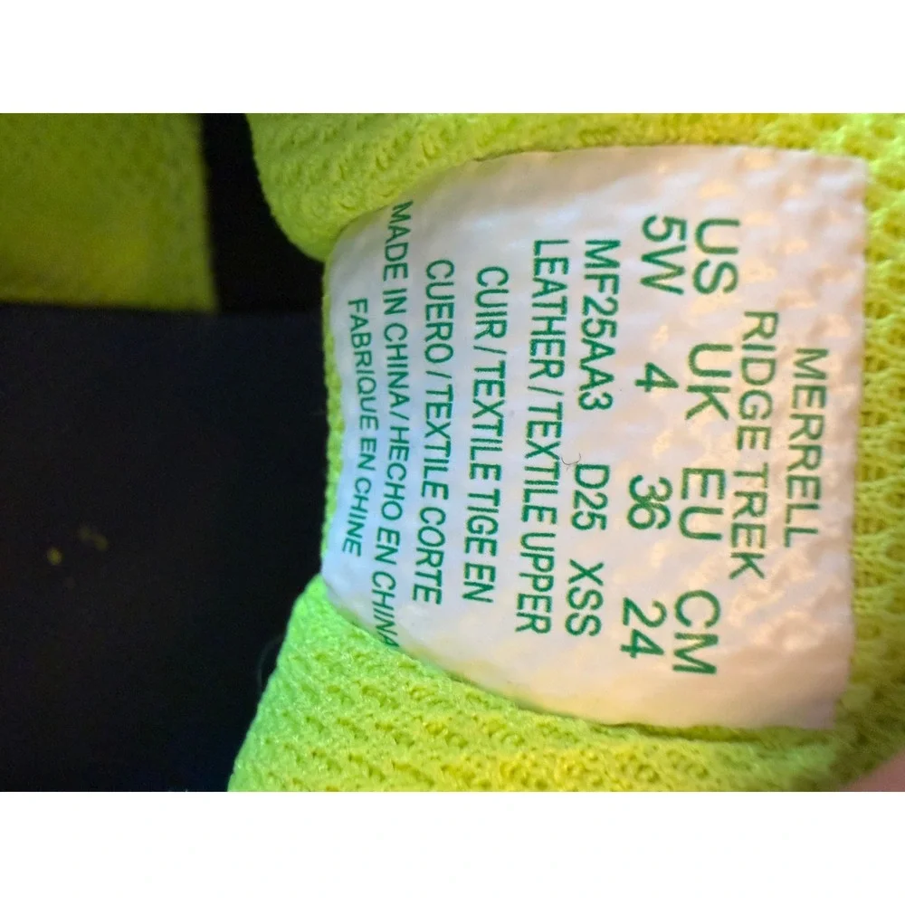 Merrell Ridge Trek Kids Hiking Shoes Blue Black Neon Yellow MF25AA3 Size 5W